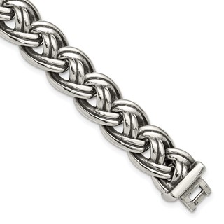 Chisel Stainless Steel Antiqued and Polished 8.5 inch Curb Link Bracelet