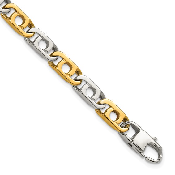 Chisel Stainless Steel Polished Yellow IP-plated 6mm 8.5 inch Anchor Chain Bracelet