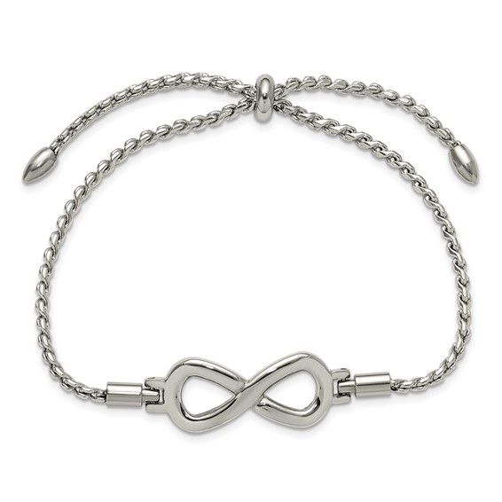 Chisel Stainless Steel Polished Infinity Symbol Adjustable Bolo Bracelet