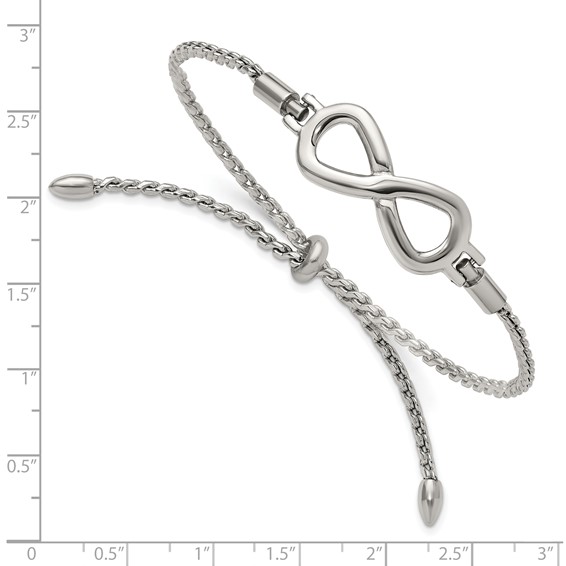Chisel Stainless Steel Polished Infinity Symbol Adjustable Bolo Bracelet