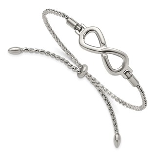 Chisel Stainless Steel Polished Infinity Symbol Adjustable Bolo Bracelet