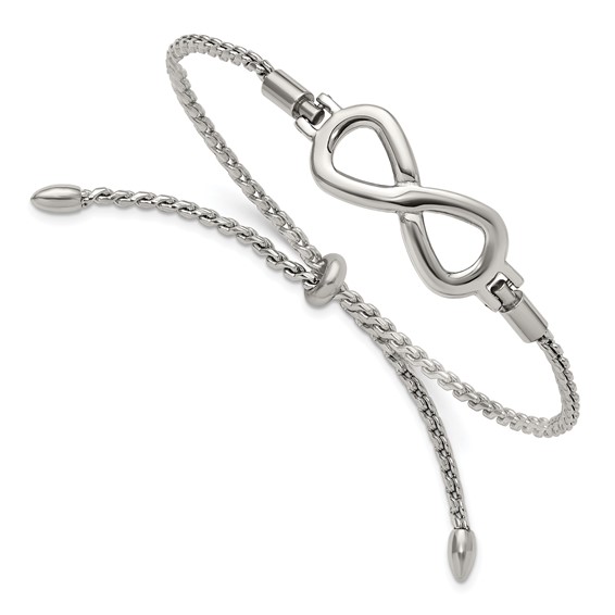 Chisel Stainless Steel Polished Infinity Symbol Adjustable Bolo Bracelet