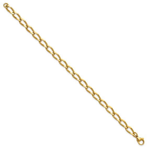 Chisel Stainless Steel Polished Yellow IP-plated 8 inch Elongated Curb Link Bracelet