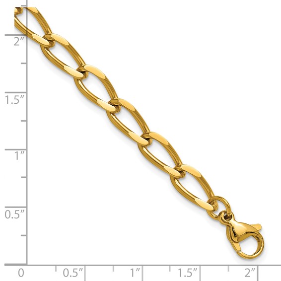 Chisel Stainless Steel Polished Yellow IP-plated 8 inch Elongated Curb Link Bracelet