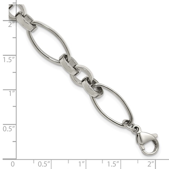 Chisel Stainless Steel Polished Open Link 6.75 inch Plus a 1.25 inch Extension Bracelet