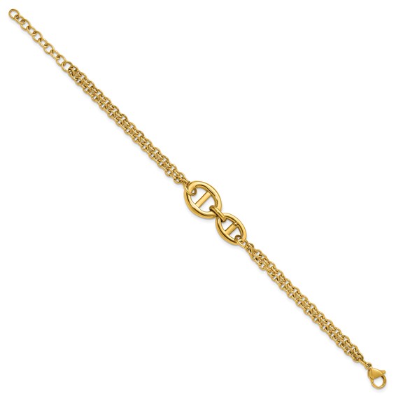 Chisel Stainless Steel Polished Yellow IP-plated Two-Strand 7 inch Plus a 1.25 inch Extension Bracelet