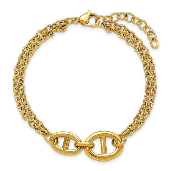 Chisel Stainless Steel Polished Yellow IP-plated Two-Strand 7 inch Plus a 1.25 inch Extension Bracelet