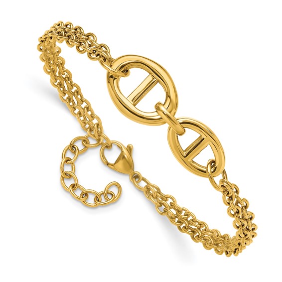 Chisel Stainless Steel Polished Yellow IP-plated Two-Strand 7 inch Plus a 1.25 inch Extension Bracelet