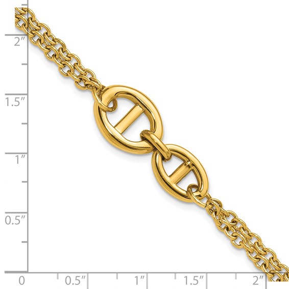 Chisel Stainless Steel Polished Yellow IP-plated Two-Strand 7 inch Plus a 1.25 inch Extension Bracelet