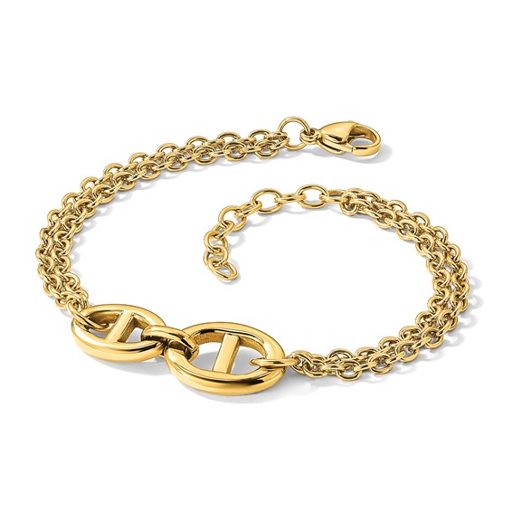 Chisel Stainless Steel Polished Yellow IP-plated Two-Strand 7 inch Plus a 1.25 inch Extension Bracelet