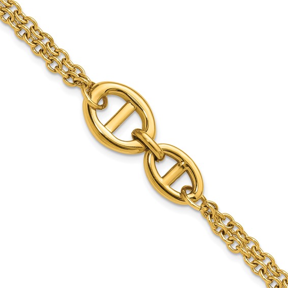 Chisel Stainless Steel Polished Yellow IP-plated Two-Strand 7 inch Plus a 1.25 inch Extension Bracelet