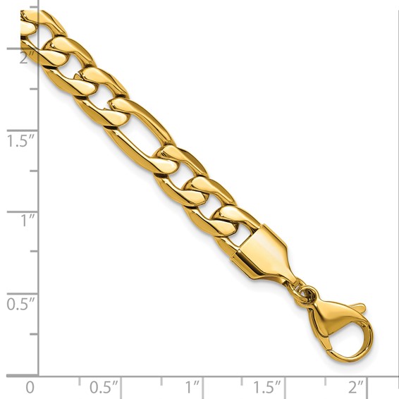Chisel Stainless Steel Polished Yellow IP-plated 8mm Figaro Chain 8.75 inch Bracelet