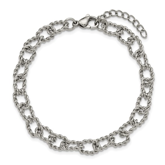 Stainless Steel Polished and Textured Open Link Chain