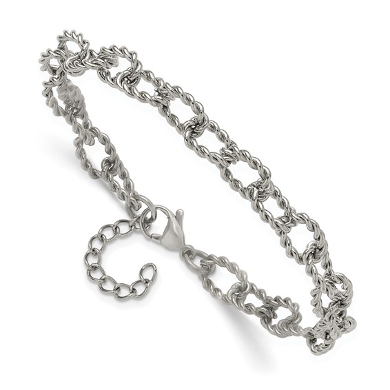 Stainless Steel Polished and Textured Open Link Chain