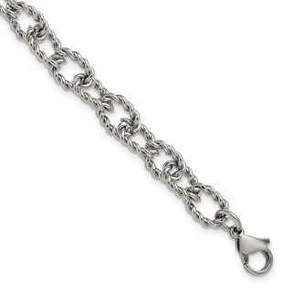 Stainless Steel Polished and Textured Open Link Chain
