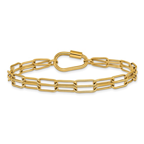 Chisel Stainless Steel Polished Yellow IP-plated Two-Strand 8 inch Paperclip Link Bracelet