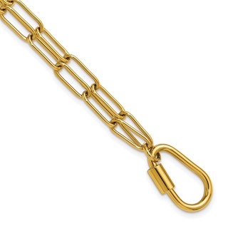 Chisel Stainless Steel Polished Yellow IP-plated Two-Strand 8 inch Paperclip Link Bracelet