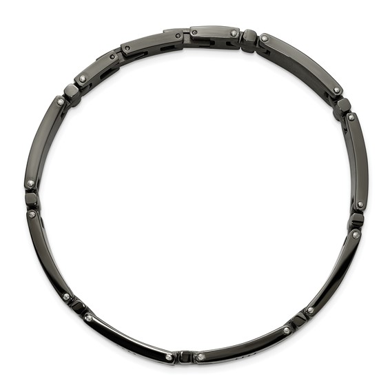 Chisel Stainless Steel Polished Gun Metal IP-plated Cross Link 8.25 inch Plus a .5 inch Extension Bracelet