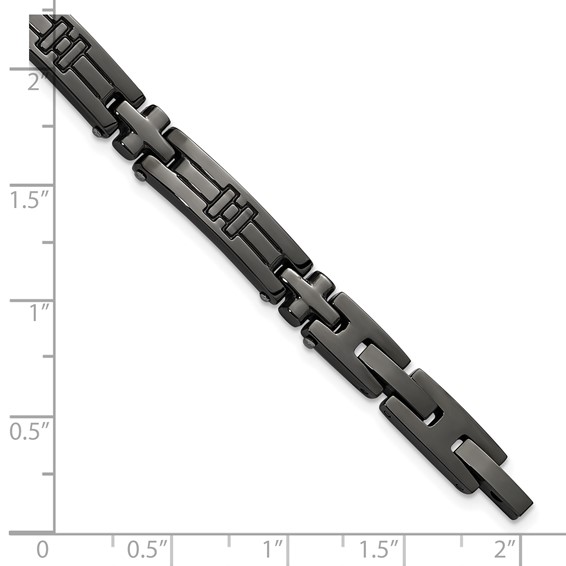 Chisel Stainless Steel Polished Gun Metal IP-plated Cross Link 8.25 inch Plus a .5 inch Extension Bracelet