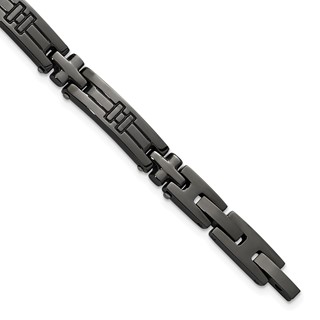 Chisel Stainless Steel Polished Gun Metal IP-plated Cross Link 8.25 inch Plus a .5 inch Extension Bracelet
