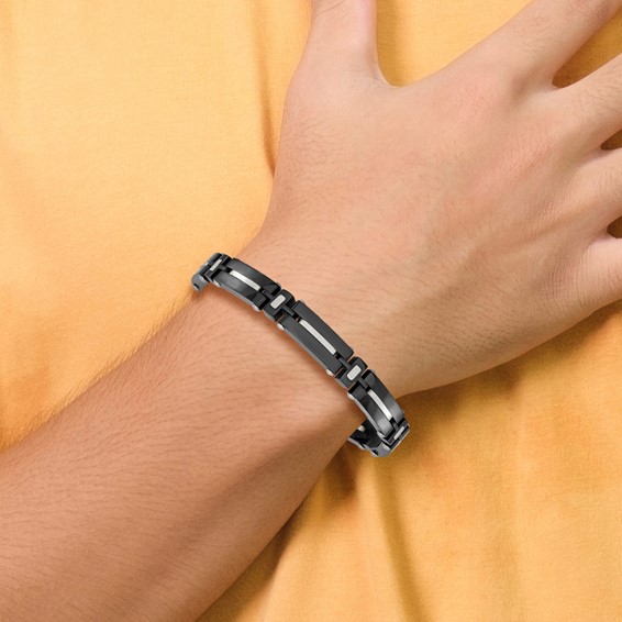 Chisel Stainless Steel Polished Black IP-plated 8.75 inch Link Bracelet