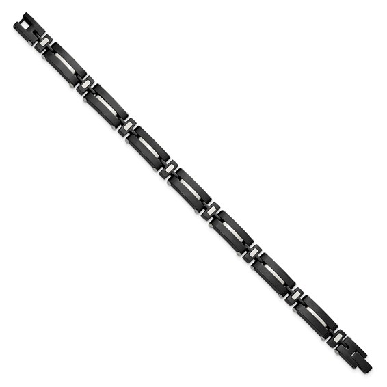 Chisel Stainless Steel Polished Black IP-plated 8.75 inch Link Bracelet