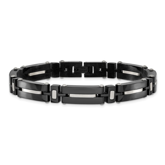 Chisel Stainless Steel Polished Black IP-plated 8.75 inch Link Bracelet