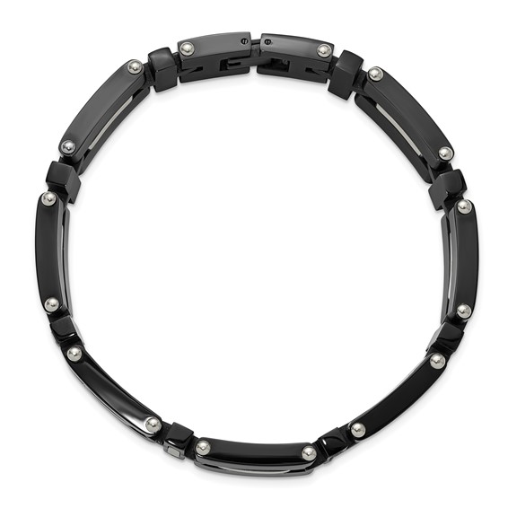 Chisel Stainless Steel Polished Black IP-plated 8.75 inch Link Bracelet