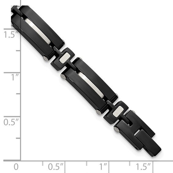Chisel Stainless Steel Polished Black IP-plated 8.75 inch Link Bracelet