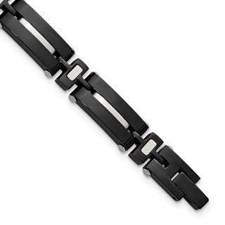 Chisel Stainless Steel Polished Black IP-plated 8.75 inch Link Bracelet