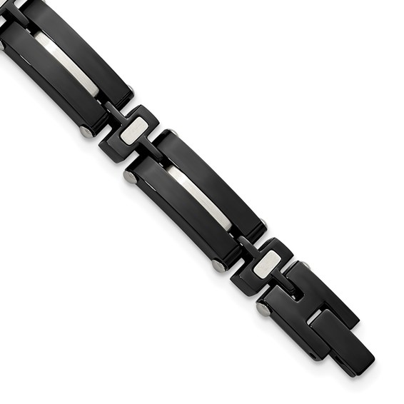 Chisel Stainless Steel Polished Black IP-plated 8.75 inch Link Bracelet