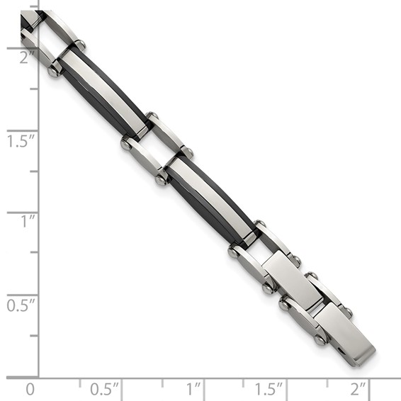 Chisel Stainless Steel Polished Black IP-plated 8 inch Plus a .5 inch Extension Link Bracelet