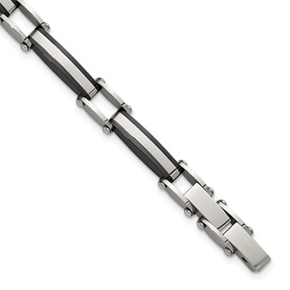 Chisel Stainless Steel Polished Black IP-plated 8 inch Plus a .5 inch Extension Link Bracelet