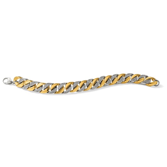 Chisel Stainless Steel Polished Yellow IP-plated with CZ 14mm 9 inch Curb Link Bracelet