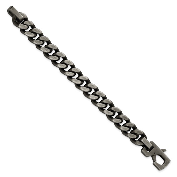 Chisel Stainless Steel Antiqued and Brushed 14mm Curb Link 8.75 inch Bracelet