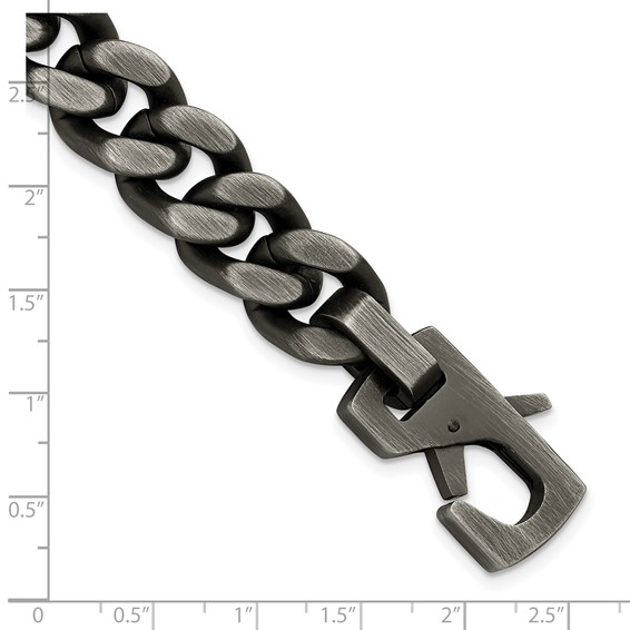 Chisel Stainless Steel Antiqued and Brushed 14mm Curb Link 8.75 inch Bracelet