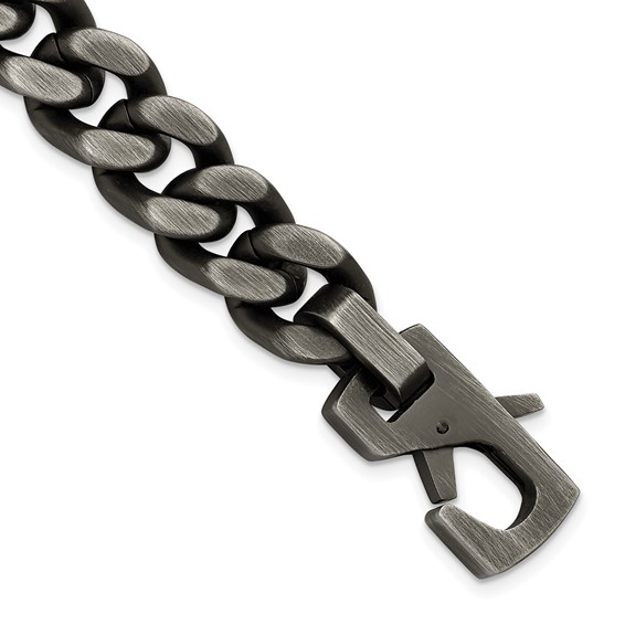 Chisel Stainless Steel Antiqued and Brushed 14mm Curb Link 8.75 inch Bracelet