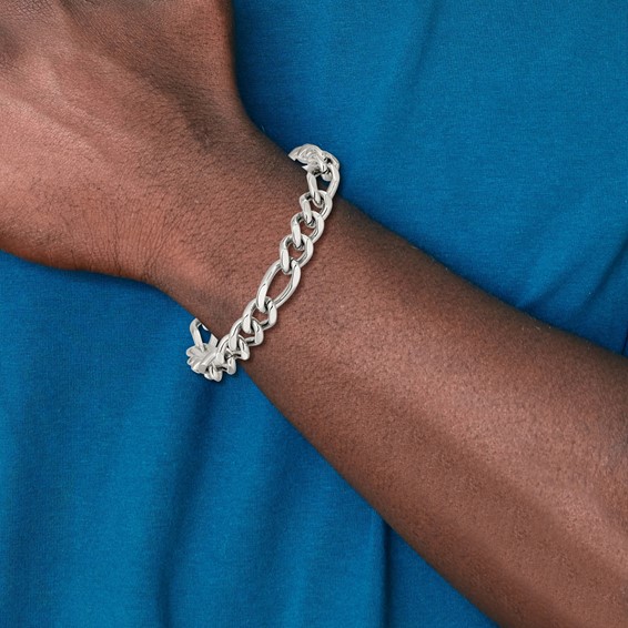 Chisel Stainless Steel Polished 9mm Figaro Chain 8.25 inch Bracelet