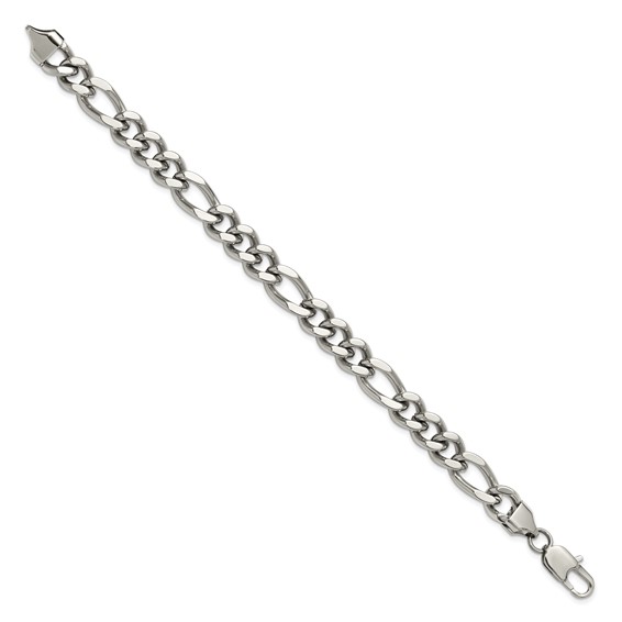 Chisel Stainless Steel Polished 9mm Figaro Chain 8.25 inch Bracelet