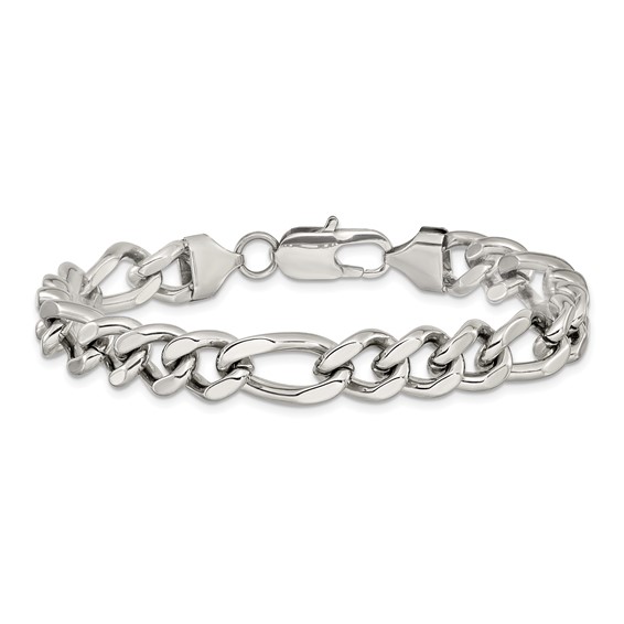 Chisel Stainless Steel Polished 9mm Figaro Chain 8.25 inch Bracelet
