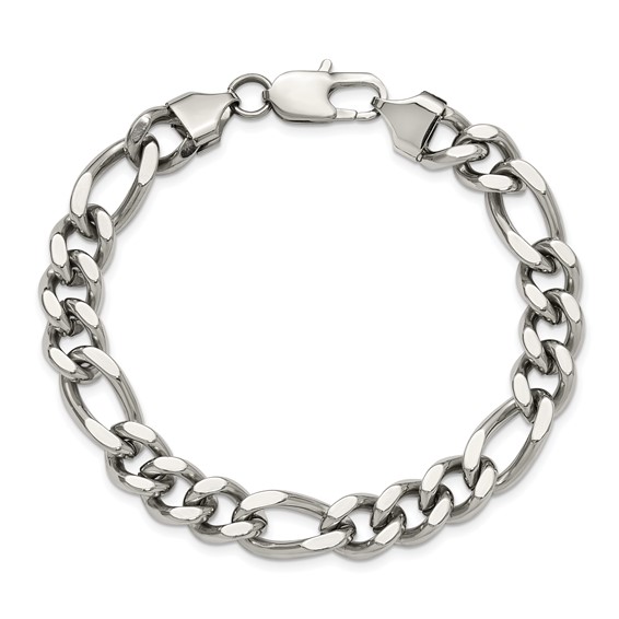 Chisel Stainless Steel Polished 9mm Figaro Chain 8.25 inch Bracelet