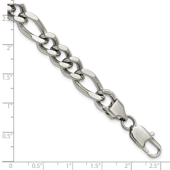 Chisel Stainless Steel Polished 9mm Figaro Chain 8.25 inch Bracelet