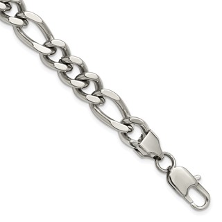 Chisel Stainless Steel Polished 9mm Figaro Chain 8.25 inch Bracelet