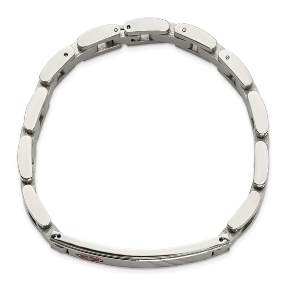 Chisel Stainless Steel Brushed and Polished with Red Enamel Medical ID 8.25 inch Bracelet