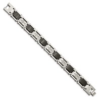 Chisel Stainless Steel Brushed and Polished Black IP-plated Bracelet with 0.25 Carat Diamond, 8.75" view 2