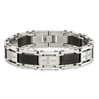Chisel Stainless Steel Brushed and Polished Black IP-plated Bracelet with 0.25 Carat Diamond, 8.75" view 3