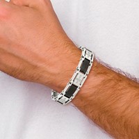 Chisel Stainless Steel Brushed and Polished Black IP-plated Bracelet with 0.25 Carat Diamond, 8.75" view 5