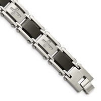 Chisel Stainless Steel Brushed and Polished Black IP-plated Bracelet with 0.25 Carat Diamond, 8.75" view 1