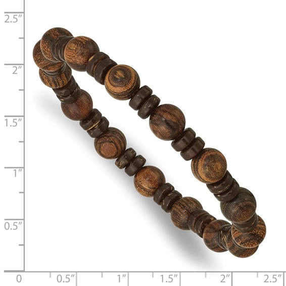 Beaded Tigerwood 8.40mm Stretch Bracelet