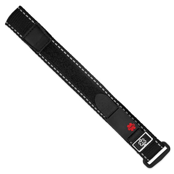 Stainless Steel Brushed Black IP Enamel Medical ID Nylon Adjust Bracelet